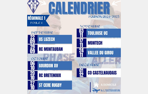 Le calendrier de la phase aller 