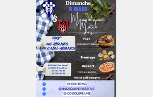 Repas d'avant match lors de la réception de Figeac ! Inscrivez vous vite