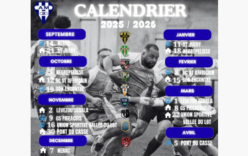 Le calendrier des rencontres pour la saison 2025-26
