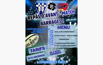 Repas d'avant match spécial "barrages" ...réservez vite